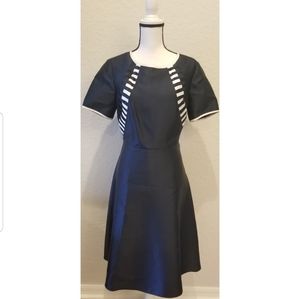 Elegant Black and White Striped Dress